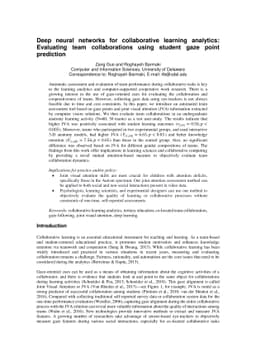 Deep neural networks for collaborative learning analytics: Evaluating
  team collaborations using student gaze point prediction