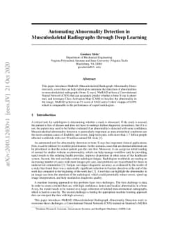 Automating Abnormality Detection in Musculoskeletal Radiographs through
  Deep Learning