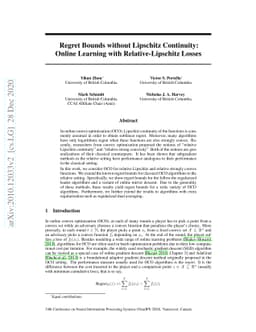 Regret Bounds without Lipschitz Continuity: Online Learning with
  Relative-Lipschitz Losses