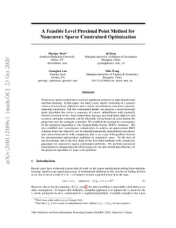 A Feasible Level Proximal Point Method for Nonconvex Sparse Constrained
  Optimization