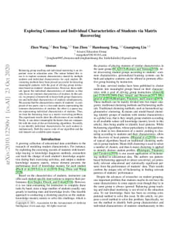 Exploring Common and Individual Characteristics of Students via Matrix
  Recovering