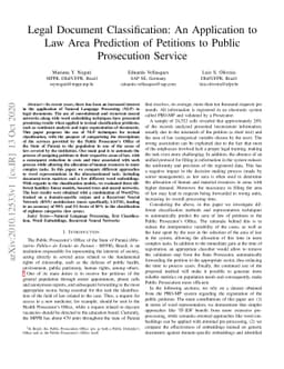 Legal Document Classification: An Application to Law Area Prediction of
  Petitions to Public Prosecution Service