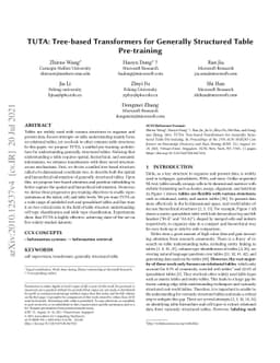 TUTA: Tree-based Transformers for Generally Structured Table
  Pre-training