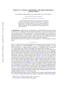 Design of $c$-Optimal Experiments for High dimensional Linear Models