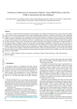 A Software Architecture for Autonomous Vehicles: Team LRM-B Entry in the
  First CARLA Autonomous Driving Challenge