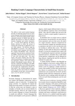 Ranking Creative Language Characteristics in Small Data Scenarios