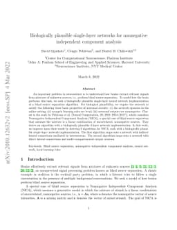 Biologically plausible single-layer networks for nonnegative independent
  component analysis