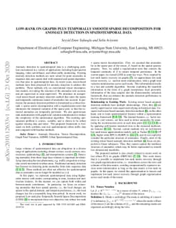 Low-rank on Graphs plus Temporally Smooth Sparse Decomposition for
  Anomaly Detection in Spatiotemporal Data