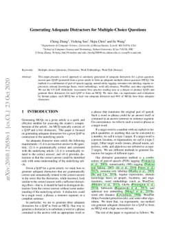 Generating Adequate Distractors for Multiple-Choice Questions