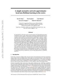 A simple normative network approximates local non-Hebbian learning in
  the cortex