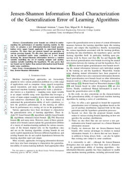 Jensen-Shannon Information Based Characterization of the Generalization
  Error of Learning Algorithms
