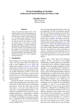 On the Embeddings of Variables in Recurrent Neural Networks for Source
  Code