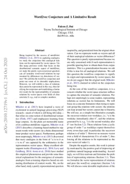 Word2vec Conjecture and A Limitative Result