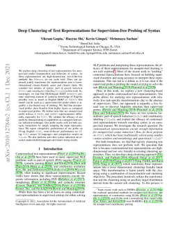 Deep Clustering of Text Representations for Supervision-free Probing of
  Syntax