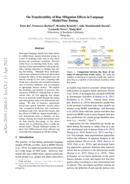 On Transferability of Bias Mitigation Effects in Language Model
  Fine-Tuning