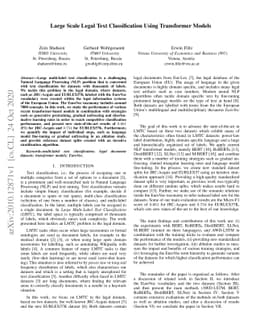 Large Scale Legal Text Classification Using Transformer Models