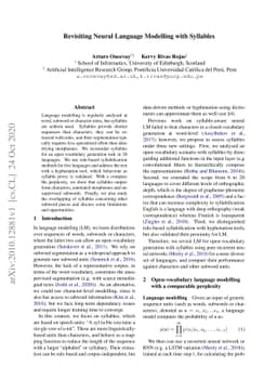 Revisiting Neural Language Modelling with Syllables