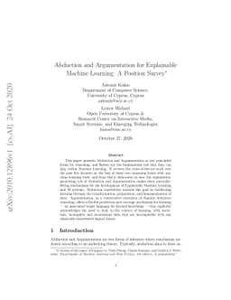 Abduction and Argumentation for Explainable Machine Learning: A Position
  Survey
