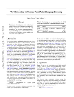 Word Embeddings for Chemical Patent Natural Language Processing