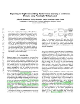 Improving the Exploration of Deep Reinforcement Learning in Continuous
  Domains using Planning for Policy Search