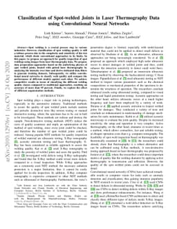 Classification of Spot-welded Joints in Laser Thermography Data using
  Convolutional Neural Networks