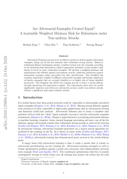 Are Adversarial Examples Created Equal? A Learnable Weighted Minimax
  Risk for Robustness under Non-uniform Attacks