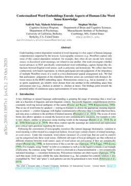 Contextualized Word Embeddings Encode Aspects of Human-Like Word Sense
  Knowledge