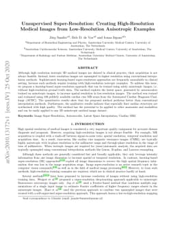Unsupervised Super-Resolution: Creating High-Resolution Medical Images
  from Low-Resolution Anisotropic Examples