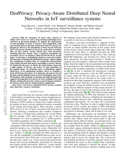 DistPrivacy: Privacy-Aware Distributed Deep Neural Networks in IoT
  surveillance systems