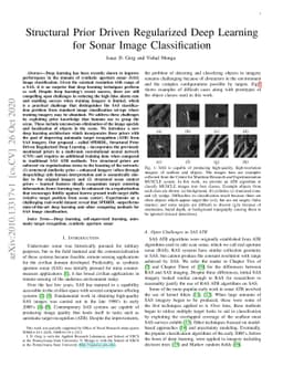 Structural Prior Driven Regularized Deep Learning for Sonar Image
  Classification