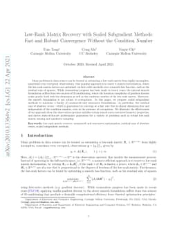 Low-Rank Matrix Recovery with Scaled Subgradient Methods: Fast and
  Robust Convergence Without the Condition Number