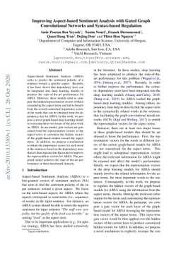 Improving Aspect-based Sentiment Analysis with Gated Graph Convolutional
  Networks and Syntax-based Regulation