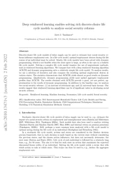 Deep reinforced learning enables solving rich discrete-choice life cycle
  models to analyze social security reforms