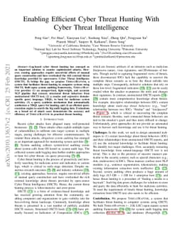 Enabling Efficient Cyber Threat Hunting With Cyber Threat Intelligence