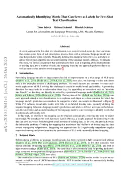 Automatically Identifying Words That Can Serve as Labels for Few-Shot
  Text Classification