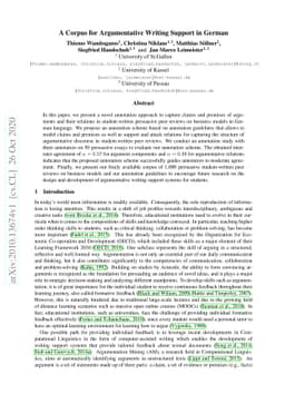 A Corpus for Argumentative Writing Support in German