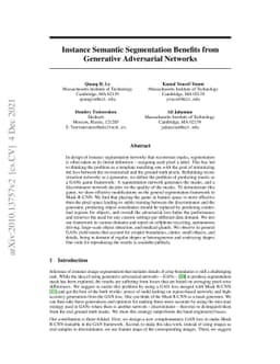 Instance Semantic Segmentation Benefits from Generative Adversarial
  Networks