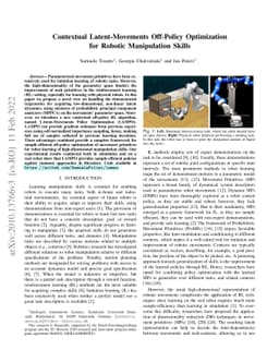 Contextual Latent-Movements Off-Policy Optimization for Robotic
  Manipulation Skills