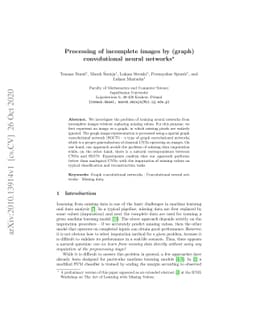 Processing of incomplete images by (graph) convolutional neural networks