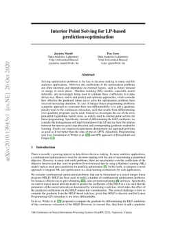 Interior Point Solving for LP-based prediction+optimisation
