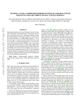 Wearing a MASK: Compressed Representations of Variable-Length Sequences
  Using Recurrent Neural Tangent Kernels