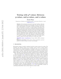 Testing with p*-values: Between p-values, mid p-values, and e-values