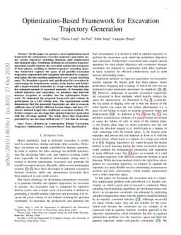 Optimization-Based Framework for Excavation Trajectory Generation