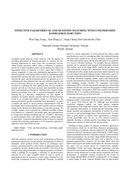 Effective FAQ Retrieval and Question Matching With Unsupervised
  Knowledge Injection