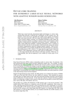 Out-of-core Training for Extremely Large-Scale Neural Networks With
  Adaptive Window-Based Scheduling