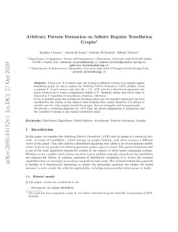 Arbitrary Pattern Formation on Infinite Regular Tessellation Graphs
