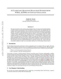 A Clarifying Question Selection System from NTES_ALONG in Convai3
  Challenge