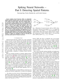 Spiking Neural Networks -- Part I: Detecting Spatial Patterns