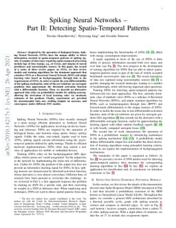 Spiking Neural Networks -- Part II: Detecting Spatio-Temporal Patterns