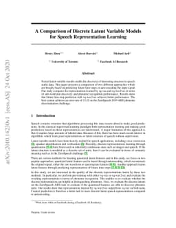 A Comparison of Discrete Latent Variable Models for Speech
  Representation Learning